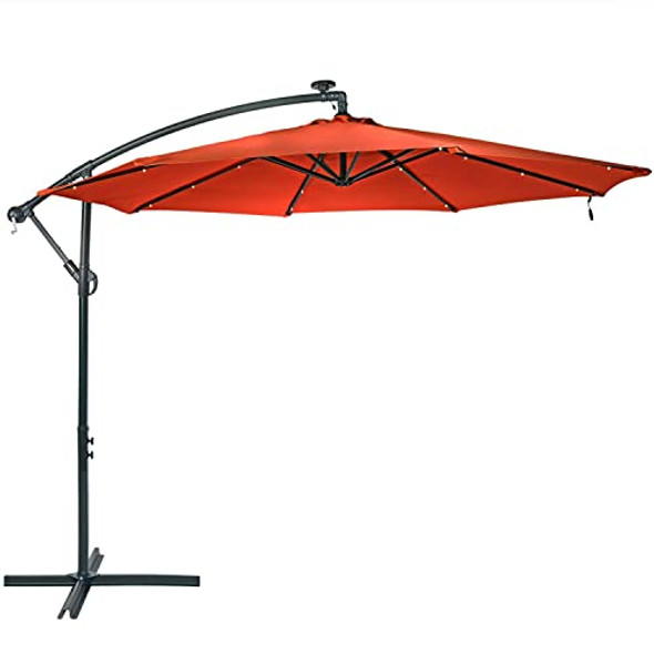 SUNNYDAZE 10FT OFFSET CANTILEVER SOLAR PATIO UMBRELLA BURNT ORANGE