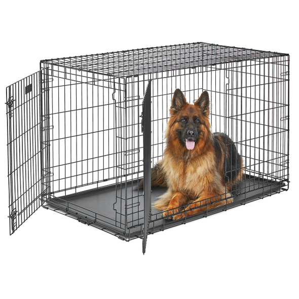 MidWest Homes Pets Life Stages LS-1648DD Double Door Folding Crate - Black