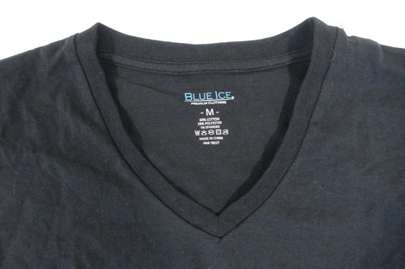 BLUE ICE MEDIUM STRETCH VNECK TSHIRT MENS - BLACK New
