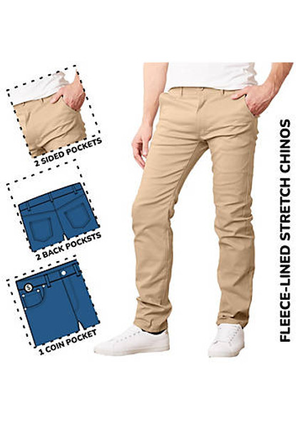 JUMP START MEN’S FLEECE-LINED STRETCH CHINO UNIFORM PANTS - KHAKI - SIZE 38X31 New
