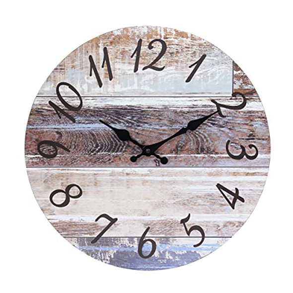 STONEBRIAR VINTAGE FARMHOUSE 14 INCH ROUND HANGING CLOCK SB-6220A - BROWN New
