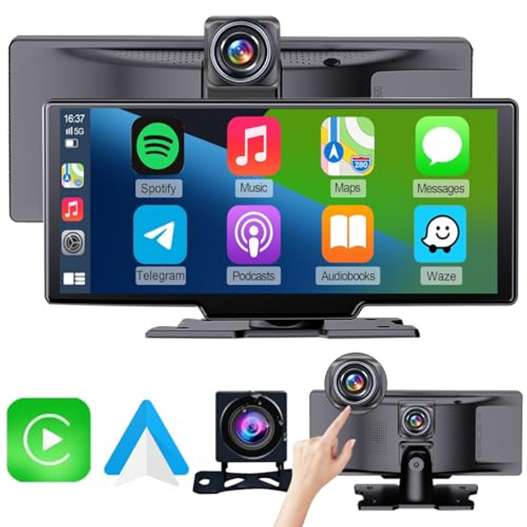 LUZETERNA 9 INCH CAR WITH 4K DASH CAM ANDROID AUTO PORTABLE STEREO - BLACK