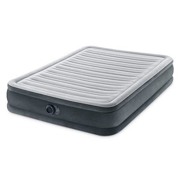 INTEX MID-RISE AIR MATTRESS BED BUILT-IN PUMP DURA-BEAM DELUXE COMFORT - GRAY