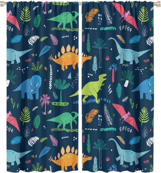 SHELIFESTYLE KIDS DINOSAUR CURTAINS DINOSAUR CARTOON ANIMALS 42X63IN - DINOSAUR2