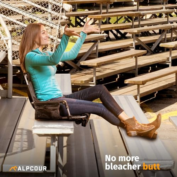 ALPCOUR BLEACHER SEAT BACKREST PREMIUM STADIUM GAMES CUSHIONED FOLDABLE BLACK New