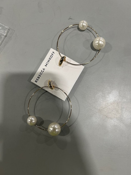 REBECCA MINKOFF GOLD HOOP EARRINGS WITH PEARLS - GOLD New REBECCA MINKOFF GOLD HOOP EARRINGS WITH PEARLS - GOLD New