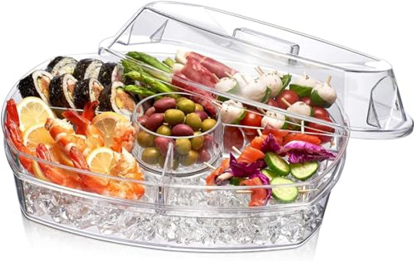 PRODYNE ON ICE PARTY PLATTER, 3 PIECE SET, RETAIL SLEEVE PACKAGING - CLEAR