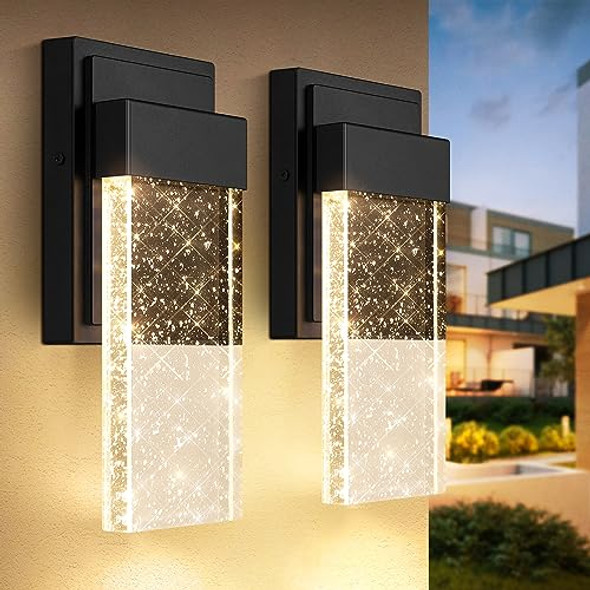BesLowe Outdoor Wall Light Fixtures w/ Crystal Bubble Glass, Waterproof