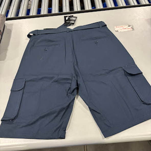 BLUE ICE MEN'S SLIM FIT STRETCH BELTED CARGO SHORTS - SIZE: MEN 32 - NAVY New