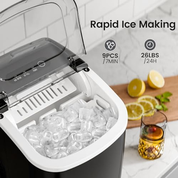 KISMILE ICE MAKERS COUNTERTOP WITH CARRY HANDLE - BLACK