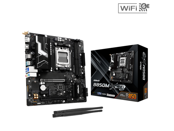 ASRock B850M-X WiFi R2.0 AM5 AMD B850 SATA 6Gb/s USB 3.2 Dual Graphics Outputs