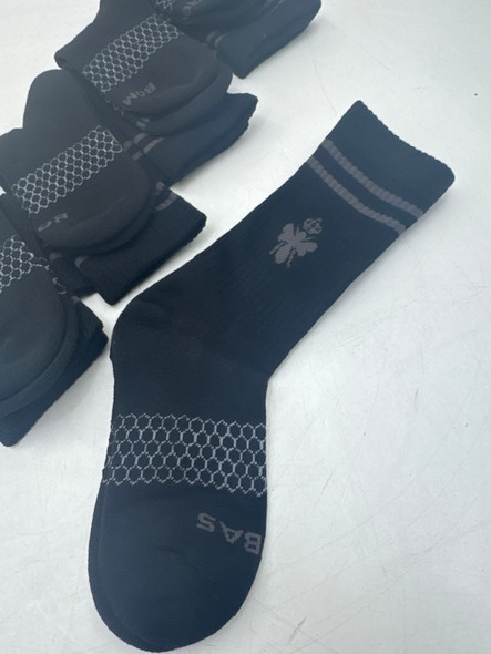 BOMBAS 5 PACK MENS CALF CREW SOCKS BLACK SMALL - BLACK
