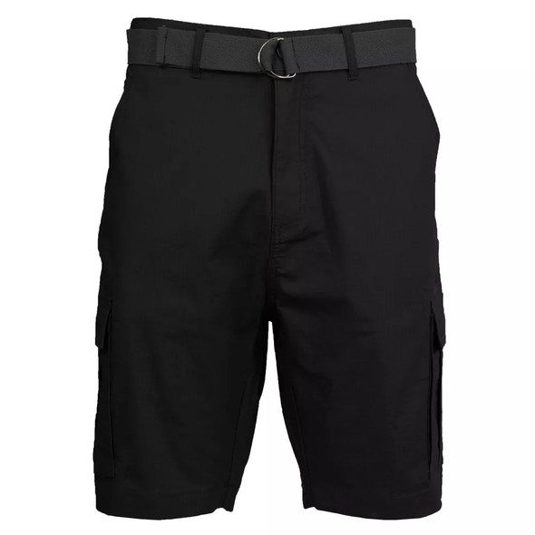 GALAXY BY HARVIC MEN'S RIPSTOP CARGO SHORTS WITH BELT - SIZE: MEN 38 - BLACK New