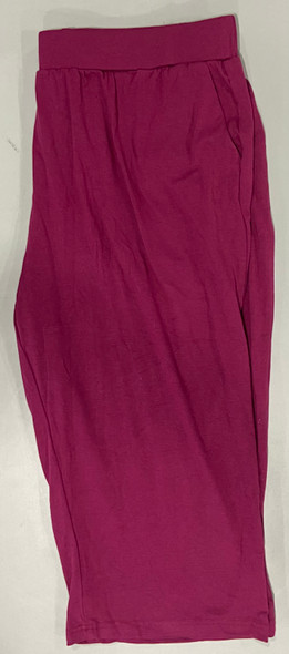HUUEAY WOMEN'S PLUS SIZE CAPRI PANTS COTTON WIDE LEG CAPRIS - 2X-LARGE - MAROON New