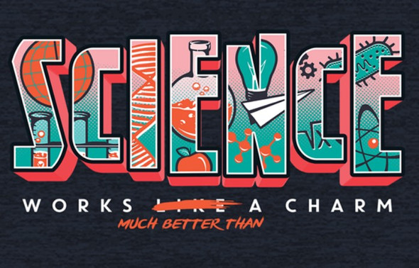 SHIRTWOOT! SCIENCE WORKS BETTER - SIZE: WOMEN M - HEATHER BLUE