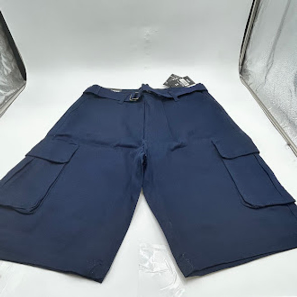 RUGGED TRAIL BELTED CARGO SHORTS - SIZE: MEN 34 - NAVY New