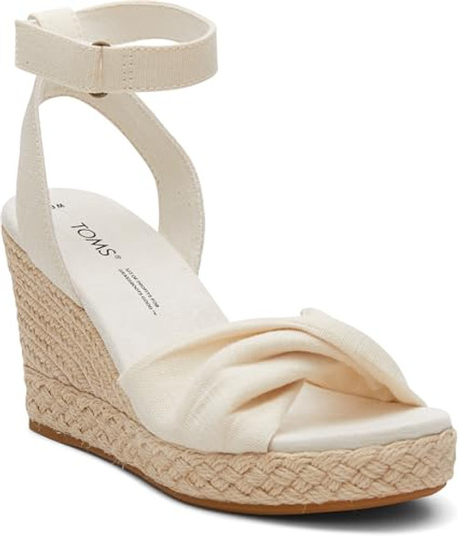 1005831222 TOMS WOMEN'S MARISELA SANDAL NATURAL SLUBBY WOVEN SIZE 8