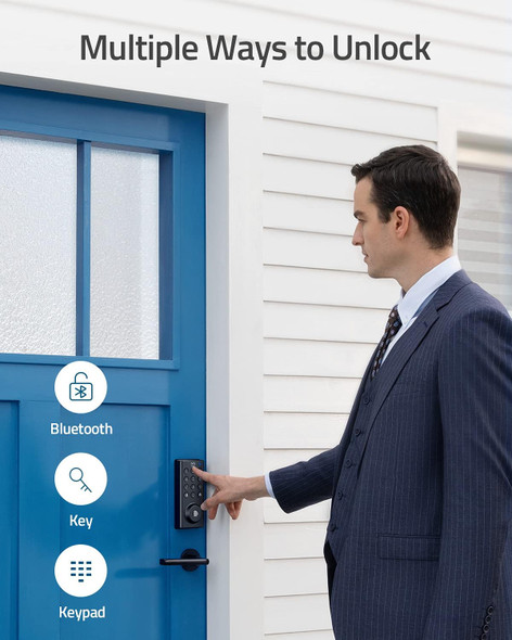 eufy Keyless Entry Door Lock Bluetooth Electronic Deadbolt T8500083 BLACK