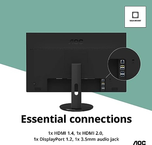 AOC 27" 4K UHD Frameless Monitor IPS 5ms U2790VQ - Black