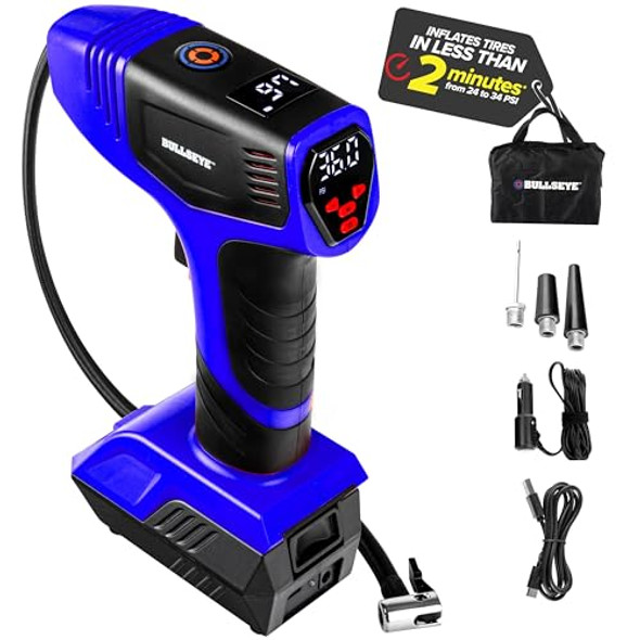 Bullseye Pro Tire Inflator Portable Air Compressor Car Tire Inflator - Blue Bullseye Pro Tire Inflator Portable Air Compressor Car Tire Inflator - Blue