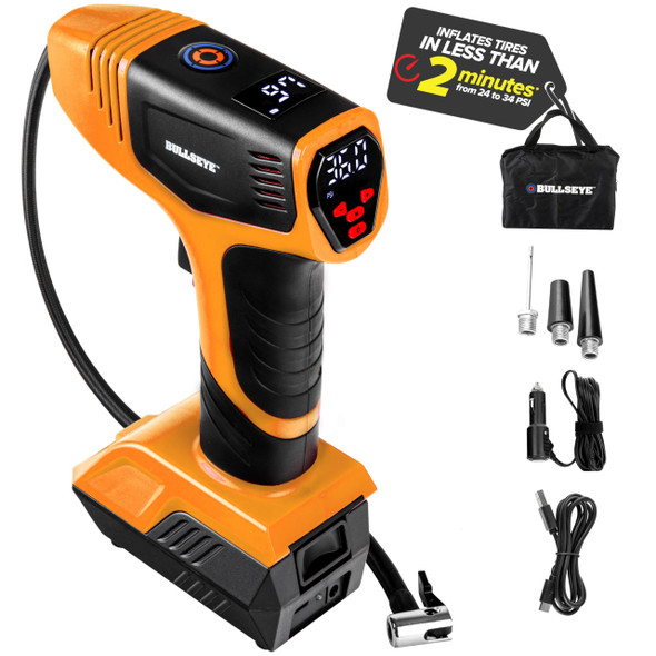 EMSON Bullseye Pro ASON TV Digital Tire Inflator 150 PSI with Gauge - Orange