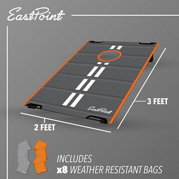 EASTPOINT 2’X3’ ULTRA-PORTABLE CORNHOLE SET WITH 8 BEAN BAGS - ORANGE/BLACK