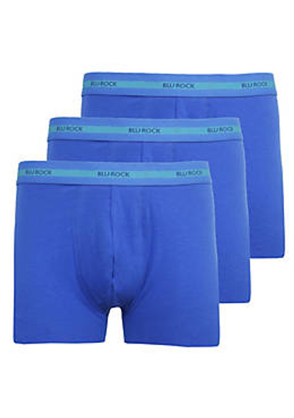 BLU ROCK MEN'S COTTON FLEX STRETCH BOXER BRIEFS-3 PACK SIZE MEDIUM - MEDIUM BLUE New