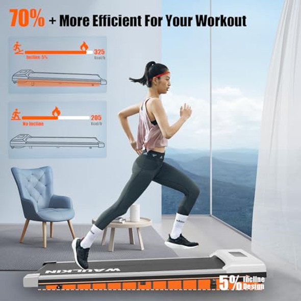 WALKING PAD TREADMILL WITH INCLINE, UNDER DESK, 300+ LBS WEIGHT, M1 - WHITE