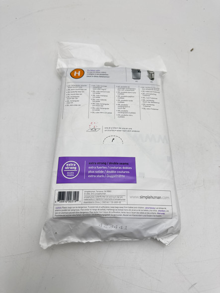 SIMPLEHUMAN CODE H CUSTOM FIT DRAWSTRING TRASH BAGS, 20 COUNT - WHITE New