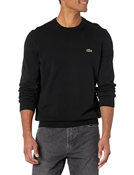 LACOSTE MENS LONG SLEEVE CREW NECK REGULAR FIT SWEATER SIZE MEN L BLACK New