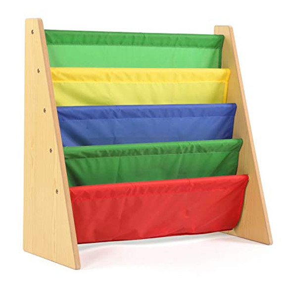 HUMBLE CREW 4-TIER KIDS BOOKSHELF NATURAL WOOD/PRIMARY WO593 - NATURAL WOOD