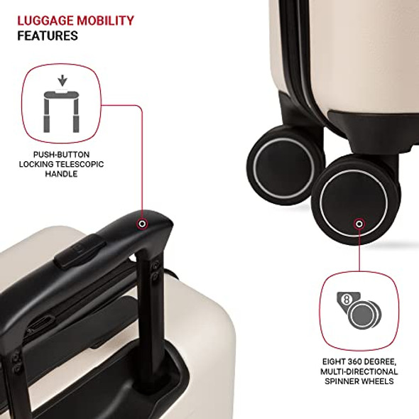 SwissGear 8020 Eclipse Hardside Expandable Luggage with Spinner Wheels - Cream New