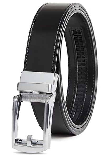 CARLO FELLINI GENUINE LEATHER RATCHET MEN ONE SIZE ADJUSTABLE - SILVER/BLACK CARLO FELLINI GENUINE LEATHER RATCHET MEN ONE SIZE ADJUSTABLE - SILVER/BLACK