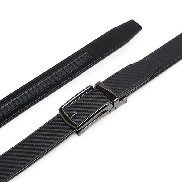 CARLO FELLINI GENUINE LEATHER RATCHET BELT ADJUSTABLE TRACK BELT - CARBON CARLO FELLINI GENUINE LEATHER RATCHET BELT ADJUSTABLE TRACK BELT - CARBON