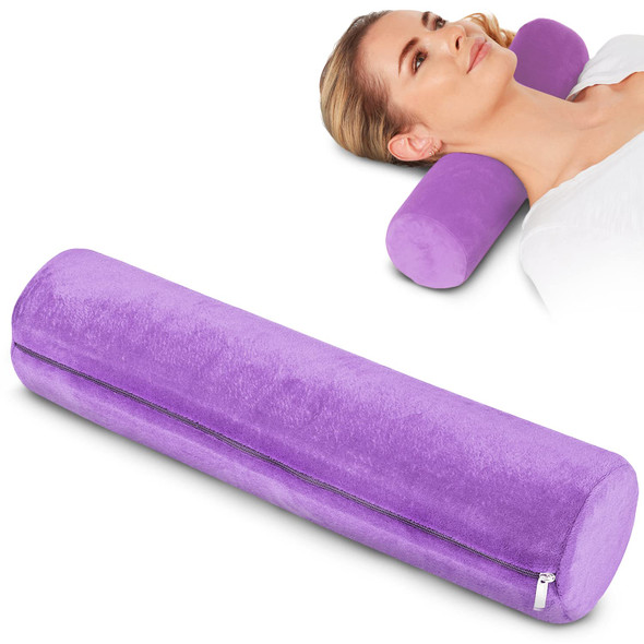 ALLSETT HEALTH CERVICAL NECK ROLL MEMORY FOAM PILLOW | ASHO816PB - PURPLE