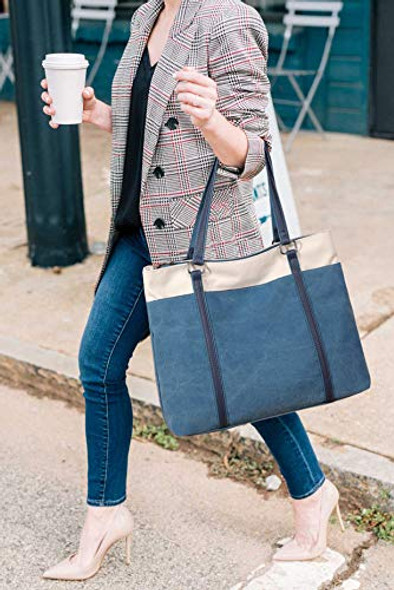 BAG WIZARD WOMEN'S WORK BAG WITH LAPTOP COMPARTMENT TEACHER TOTES PURSE - BLACK