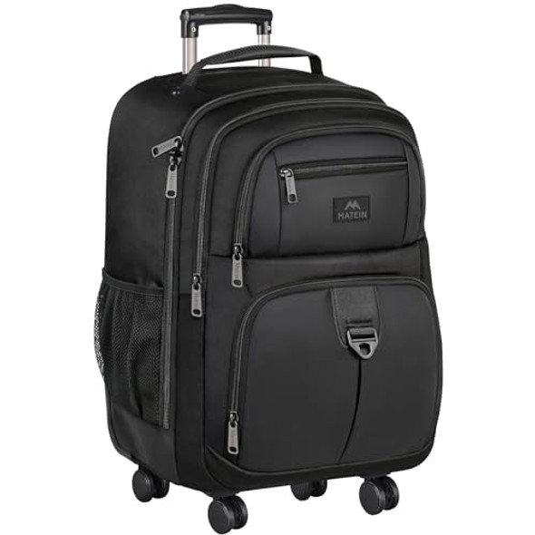 MATEIN ROLLER BACKPACK 18 INCH LARGE TRAVEL LAPTOP BAG 4 WHEELS - BLACK