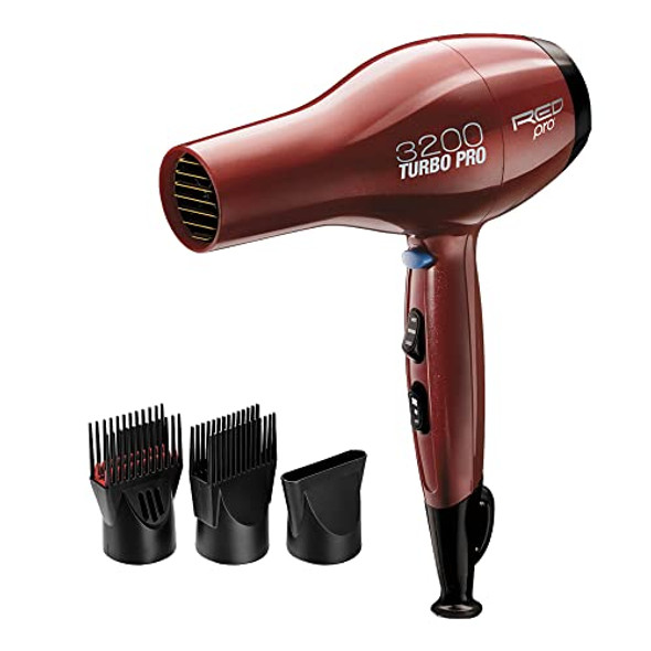RED PRO 3200 Turbo Pro Detangler AC Hair Dryer, 3 Heat/2 Speed BDP03 - RED