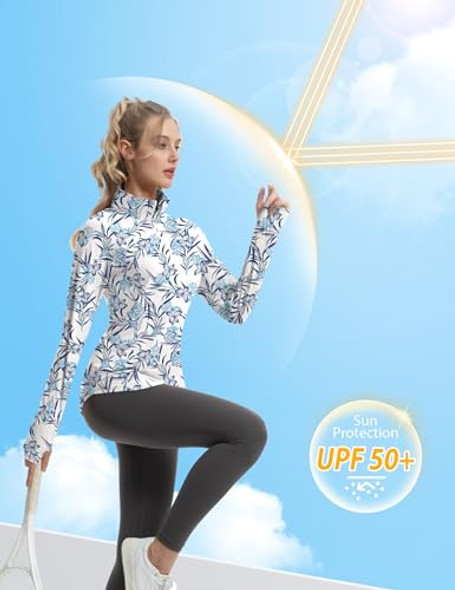WOMEN'S SUN SHIRTS LONG SLEEVE ATHLETIC JACKETS UPF 50+TOP,THUMB HOLES - S New