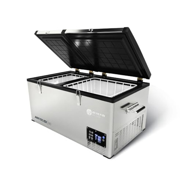 BLUEFIN ACTIVE ARKTEC DUO 80L PORTABLE TRAVEL FRIDGE - METALLIC BLUEFIN ACTIVE ARKTEC DUO 80L PORTABLE TRAVEL FRIDGE - METALLIC