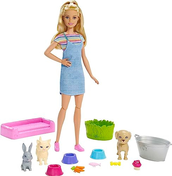 Barbie Play 'n' Wash Pets Playset with 3 Color-Change Animals FXH11 - Blonde Barbie Play 'n' Wash Pets Playset with 3 Color-Change Animals FXH11 - Blonde