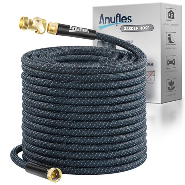 ANUFLES GARDEN HOSE 50FT LIGHTWEIGHT 3-LAYER PVC FLEXIBLE WATER HOSE - BLACK ANUFLES GARDEN HOSE 50FT LIGHTWEIGHT 3-LAYER PVC FLEXIBLE WATER HOSE - BLACK