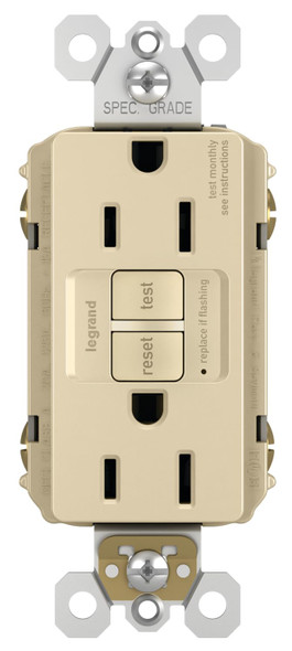 PASS & SEYMOUR LEGRAND RADIANT 15AMP GFCI SELF TEST DECORATOR DUPLEX - IVORY PASS & SEYMOUR LEGRAND RADIANT 15AMP GFCI SELF TEST DECORATOR DUPLEX - IVORY