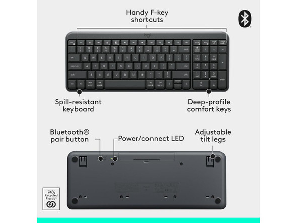 Logitech MK250 Bluetooth Keyboard with Numpad Easy Connectivity Compact Wireless