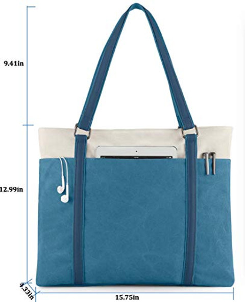 WXNOW WOMEN LAPTOP TOTE BAG CANVAS HANDBAG PURSE SHOULDER BAG - BLUE WXNOW WOMEN LAPTOP TOTE BAG CANVAS HANDBAG PURSE SHOULDER BAG - BLUE