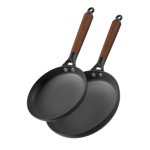 LAMFO Cast Iron Skillets, 8 Inch 10 Inch Non Stick Frying Pans - Black