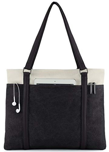 WXNOW WOMEN LAPTOP TOTE BAG CANVAS HANDBAG PURSE SHOULDER BAG - BLACK WXNOW WOMEN LAPTOP TOTE BAG CANVAS HANDBAG PURSE SHOULDER BAG - BLACK