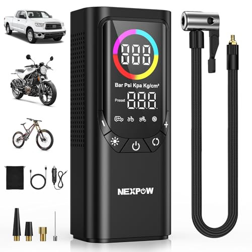 NEXPOW TIRE INFLATOR AIR COMPRESSOR 150PSI 9000MAH CORDLESS NP17 - BLACK