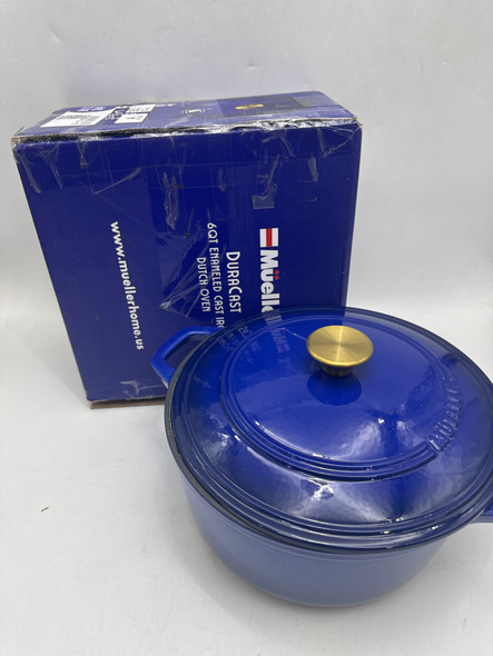 MÜELLERHOME MUELLER 6QT DUTCH OVEN, HEAVY DUTY CASSEROLE WITH LID - AQUA BLUE