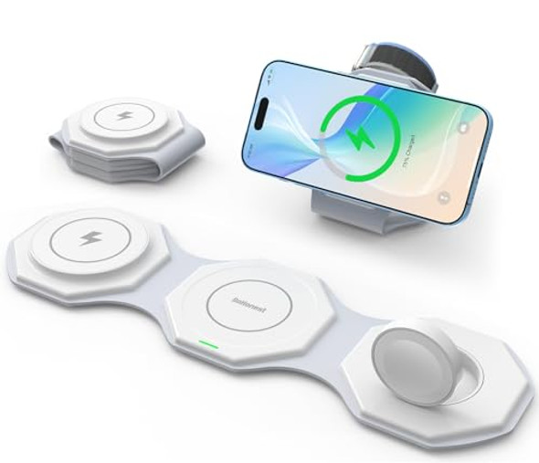 DOHONEST 3-in-1 TRAVEL WIRELESS CHARGER FOLDABLE MAGNETIC CHARGER PAD - WHITE DOHONEST 3-in-1 TRAVEL WIRELESS CHARGER FOLDABLE MAGNETIC CHARGER PAD - WHITE